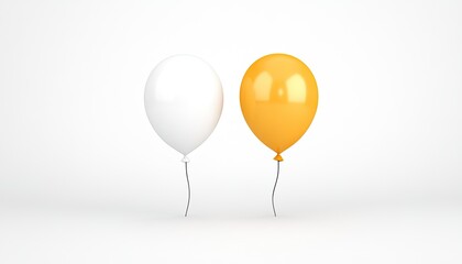 Two colorful balloons, one white and one orange, floating against a clean, minimalistic background