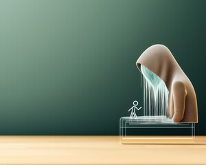 melt grim concept. Surreal water sculpture with figure