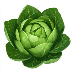 Fresh green cabbage head, isolated on white background. (1)