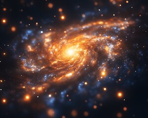 Spiral galaxy with orange and blue hues. (3)