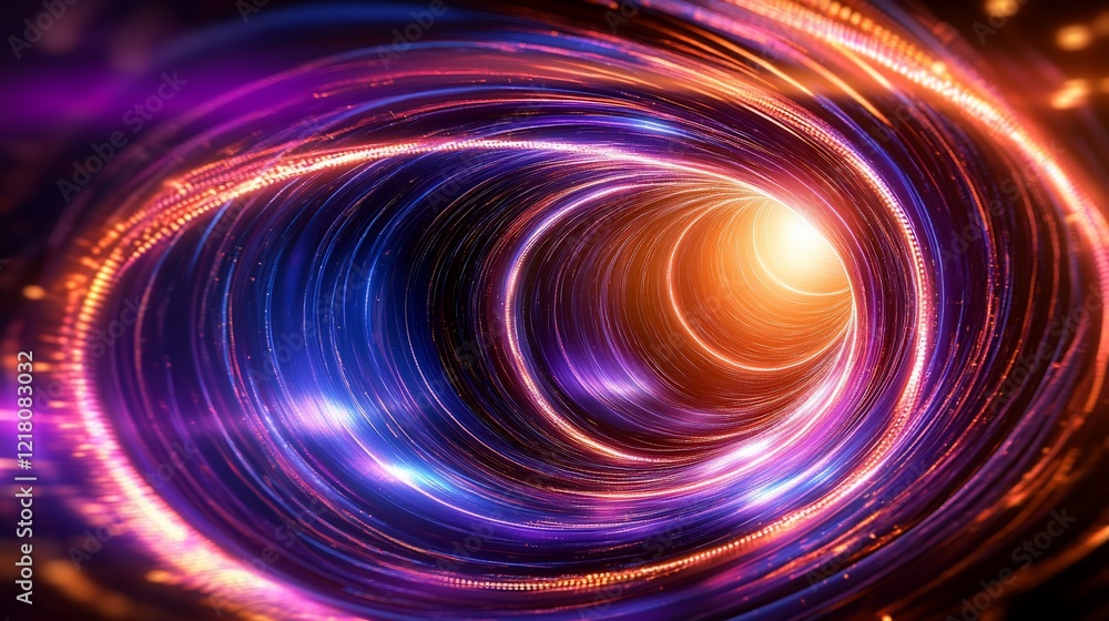 Poster abstract vortex of vibrant light streaks creating a mesmerizing tunnel effect