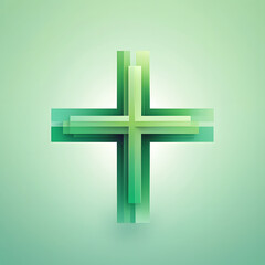 Obraz premium Gradient Green Christian Cross Symbol