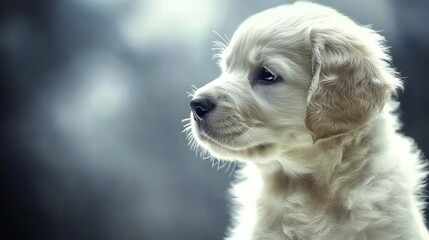 Adorable Golden Retriever Puppy with Soft Fur and Expressive Eyes