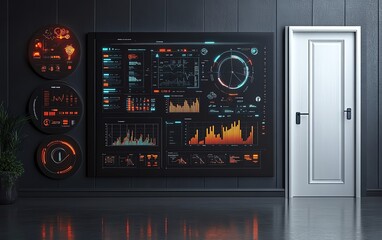 Fototapeta premium A clean and sharp 3D visualization of a business model on a grey wall