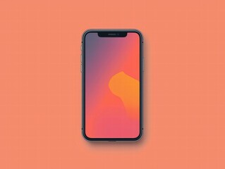 Modern Smartphone on Coral Background with Vibrant Display