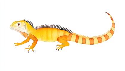 Obraz premium Vibrant illustration of a yellow-orange lizard with black stripes, showcasing its detailed features and anatomy