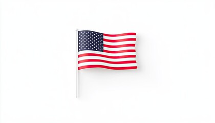 American flag waving gently against a white background, symbolizing patriotism and national pride