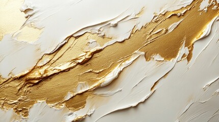 Obraz premium Abstract Gold and White Paint Texture Swirls
