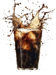 Iced cola drink splashing, refreshment, summer, advertising