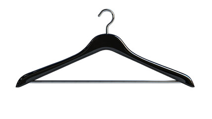 Black plastic clothes hanger isolated on black background