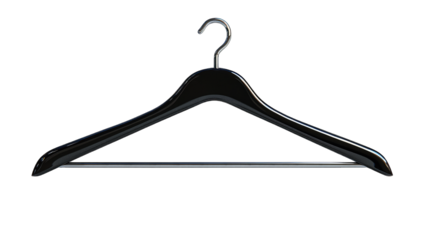 Black plastic clothes hanger isolated on black background
