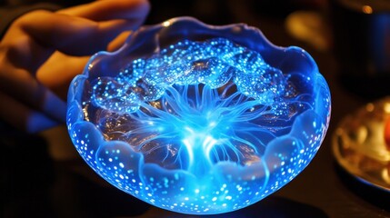 Luminescent Glass Sculpture: A Captivating Display of Light and Form