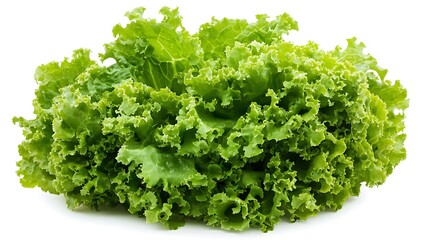 Obraz premium Fresh green lettuce isolated on white background vibrant vegetables and fruits food photography clean environment