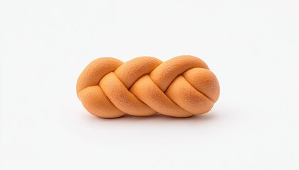 A beautifully braided loaf of bread, showcasing its golden crust and soft texture against a plain background