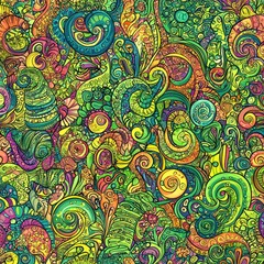 Colorful Swirling Abstract Patterns with Spirals and Organic Shapes
