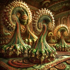 Fototapeta premium Intricate Abstract Structures with Twisting Forms and Rich Texture