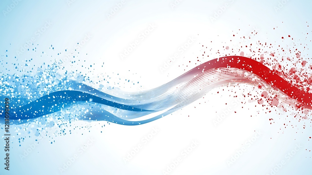 Poster Abstract Red and Blue Wave Design with Splashes