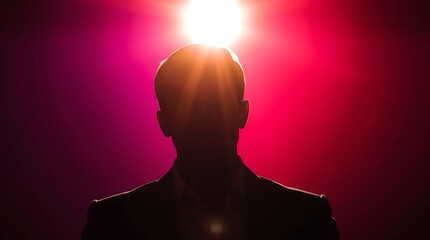Silhouette of a Person Under a Spotlight, Dramatic Stage Lighting