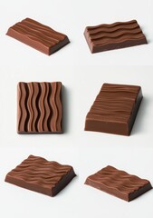 Obraz premium Six artisan chocolate bars with wavy textures, various angles.