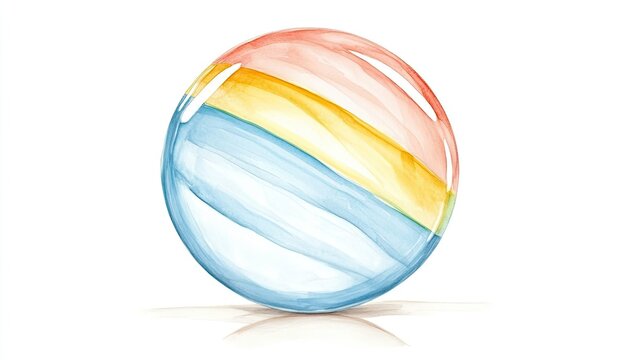 A colorful, hand-painted beach ball resting on a white surface, evoking summer fun and leisure activities
