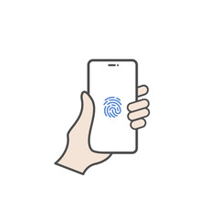 Fingerprint screen lock icon on smartphone. Vector illustration