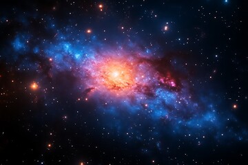 Naklejka premium Vibrant nebula with swirling gases and stars.