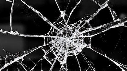 Broken glass on a black background. Close up. Macro