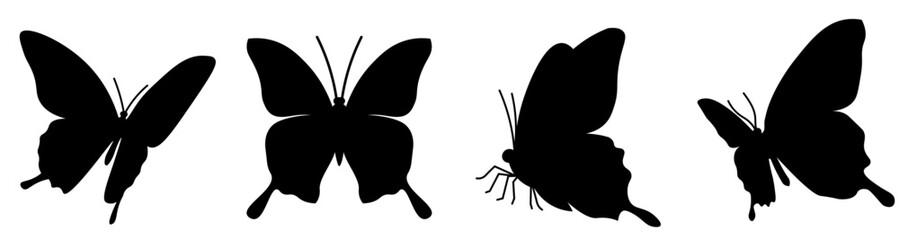 蝶のシルエットイラストセット