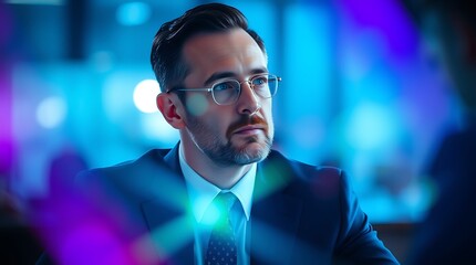 Thoughtful Businessman in a Modern Setting