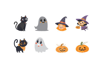 : Collection-of-happy-Halloween-icons vector art illustration