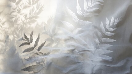 Sheer Fabric Draped with Fern Shadows and Imprints
