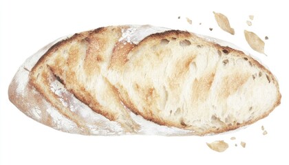 Freshly baked artisanal bread loaf with a crispy crust and soft interior, perfect for culinary presentations