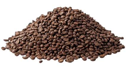 Coffee bean pile isolated on black background for packaging