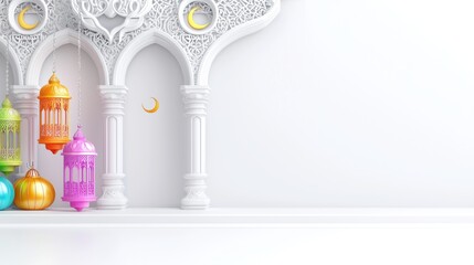 Fototapeta premium Colorful Lanterns and Islamic Arch