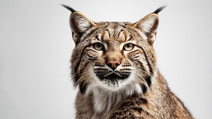Obraz premium bobcat with tufted ears posing against white background