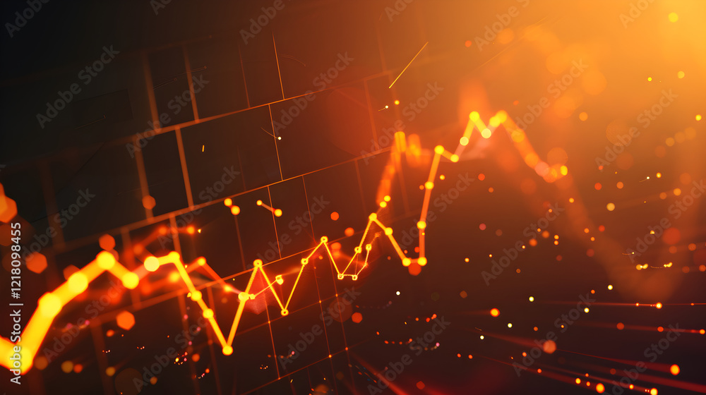 Poster abstract representation of data trends with glowing lines and particles.