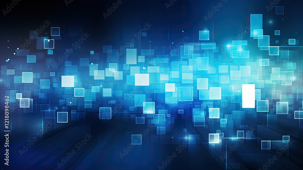 Wall mural abstract digital background with glowing squares and lines, emphasizing technology and innovation.