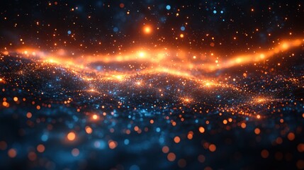 Obraz premium Celestial Ocean: A Symphony of Blue and Orange Lights