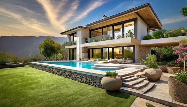 Casa grande, luminosa, con grandes ventanales,  dos pisos, de lujo,  acogedora, elegante, con grandes ventanales, una gran piscina, rodeada de naturaleza