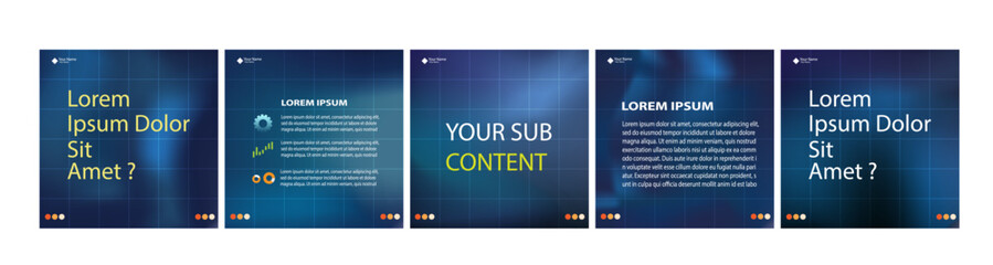 Vector social media template or carousel mockup blue dark gradient editable © Khalim Taufiqi