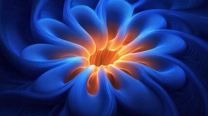 Obraz premium Vibrant blue abstract fractal pattern illustrating cosmic energy and movement in a deep, luminous environment