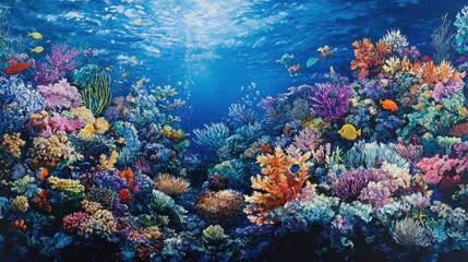 Obraz premium vibrant Great Barrier Reef showcases a stunning array of marine life at coral reef underwater