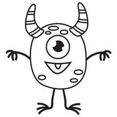 Funny stick  figure monster vector cartoon illustration