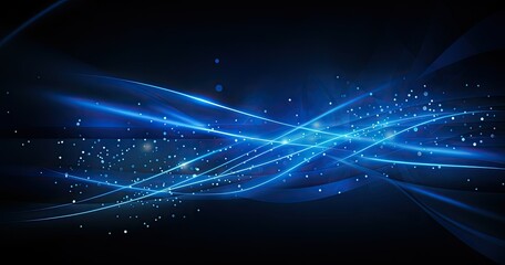 Abstract blue waves with light particles, creating a dynamic and modern visual effect.