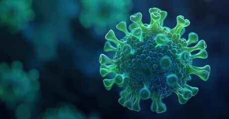 Fototapeta premium Microscopic View of a Coronavirus: A 3D Render of the Virus Particle