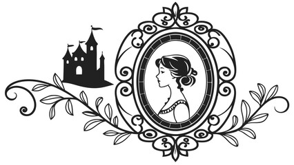 Ornate Crowned Oval Frame with Vintage Gate Design