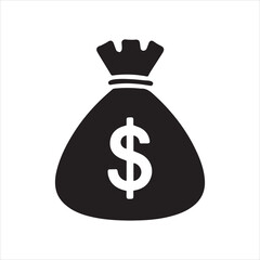 Money Bag Silhouette Vector, Money Bag Clipart, Money bag icon
