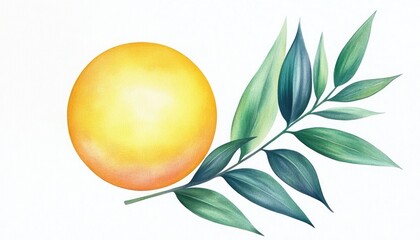 Vibrant illustration of a sun and green foliage, symbolizing warmth and nature's beauty in a serene setting