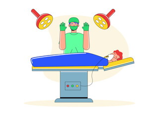 Doctor will operate on the patient. Healthy problems illustrations. Flat vector illustrations
