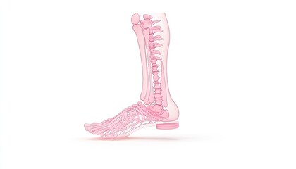Anatomical model of a human foot and ankle showcasing skeletal structure and functionality in a clinical setting